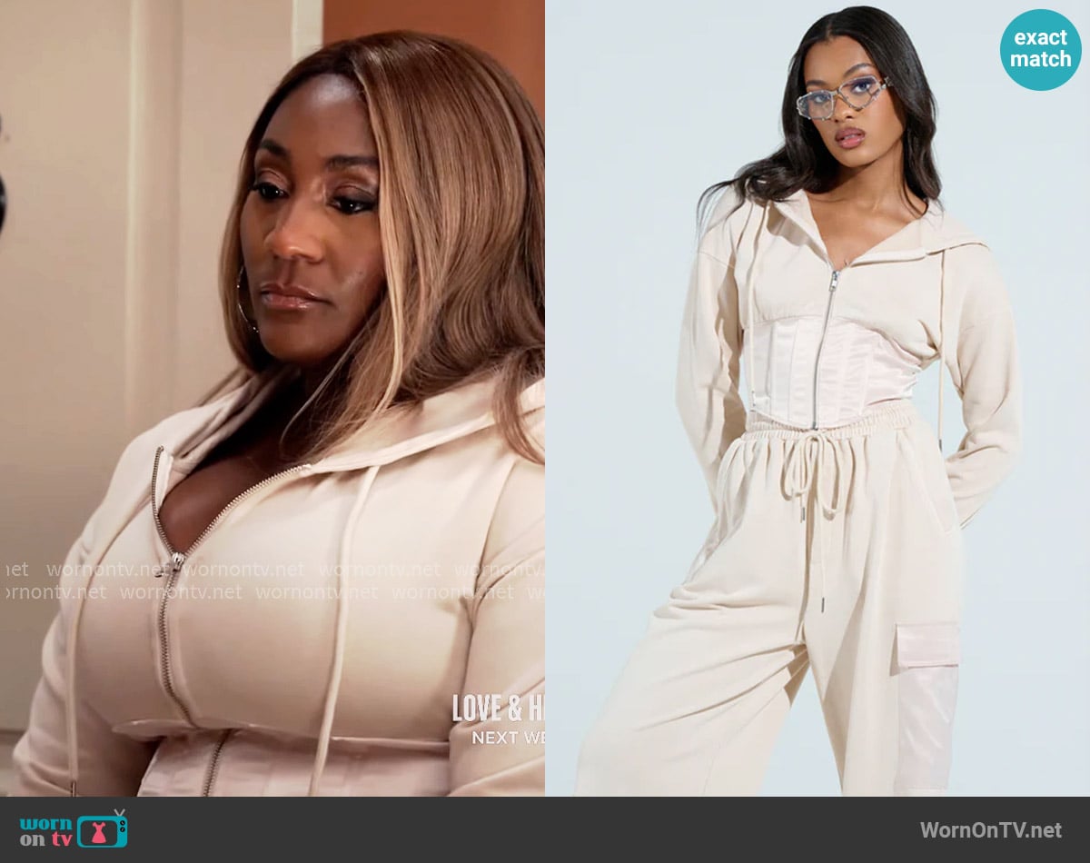 Akira Around the World Zip Up Sweatshirt worn by Daniella King (Mignon) on Tyler Perrys Sistas