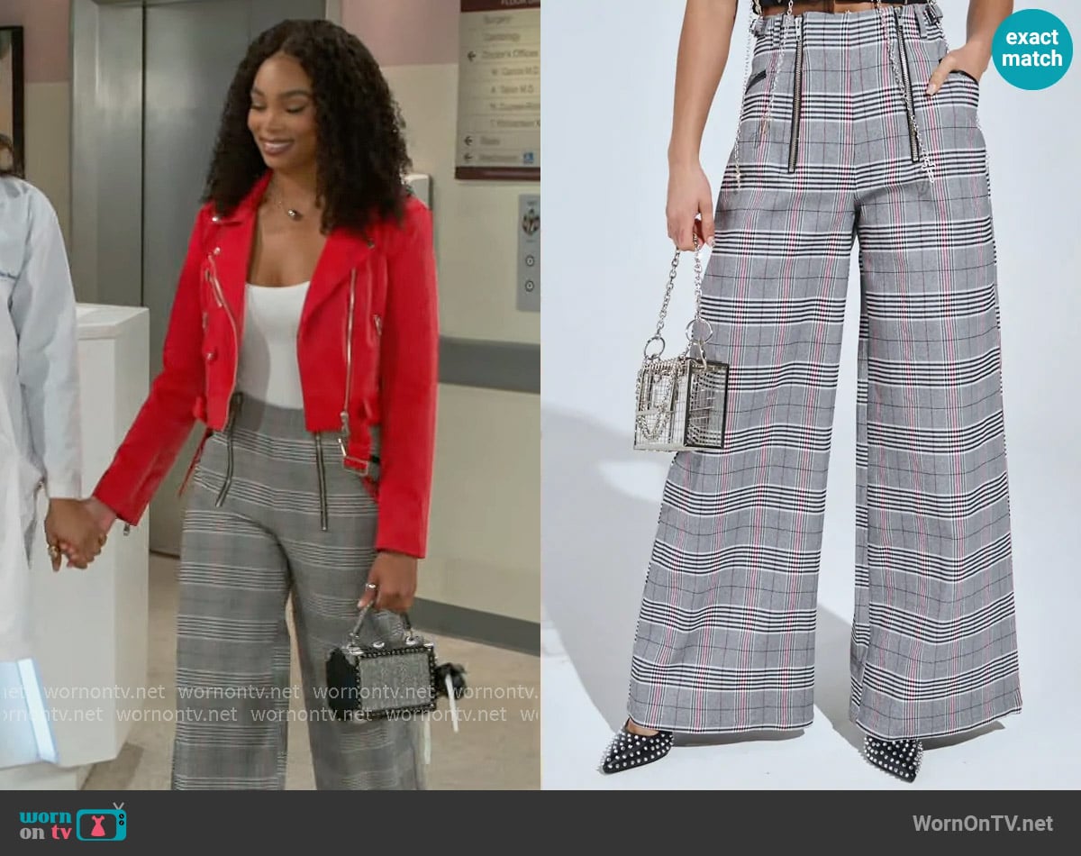 Akira Daria Wide Leg Plaid Pants worn by Chelsea Hamilton (RhonniRose Mantilla) on Beyond the Gates