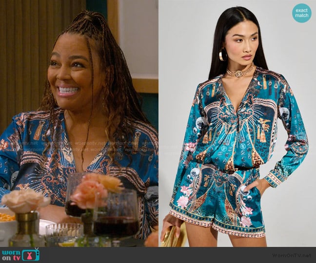 Akira Disco Baby Bodysuit Blouse worn by Regina Upshaw (Kim Fields) on The Upshaws