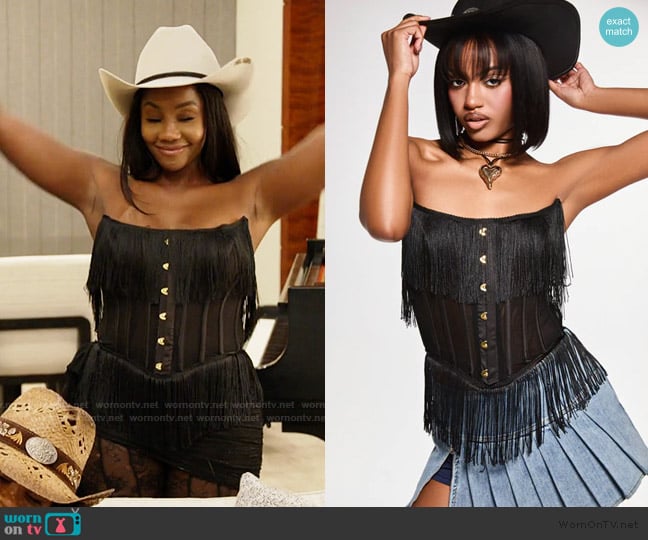 Akira Flapper Girl Corset Top worn by Jassi Harris on The Real Housewives of Potomac