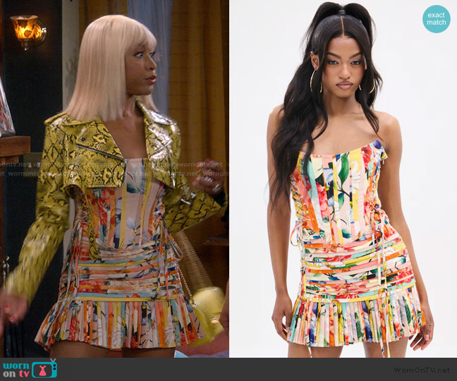 Akira Flounce Corset Mini Dress worn by Tasha (Gabrielle Dennis) on The Upshaws