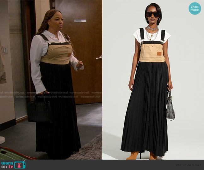 Akira For The Streets Overall Maxi Dress worn by Regina Upshaw (Kim Fields) on The Upshaws
