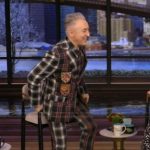 Alan Cumming’s plaid patchwork blazer and pants on Live with Kelly and Mark
