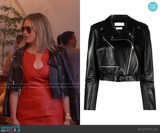 Alexander McQueen Cropped Leather Biker Jacket worn by Amanda Frances on The Real Housewives of Beverly Hills