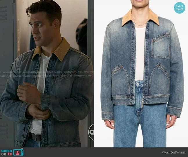 Eddie’s denim jacket with suede collar on 9-1-1