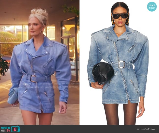 Alexandre Vauthier Denim Mini Dress in Indigo worn by Erika Jayne on The Real Housewives of Beverly Hills