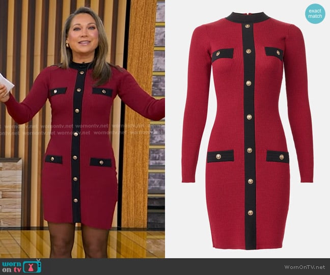 Alexia Admor Juniper Dress in burgundy worn by Ginger Zee on Good Morning America
