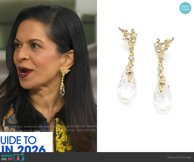 Alexis Bittar Dream Rain Linear Drop Earrings worn by Bela Gandhi on Good Morning America