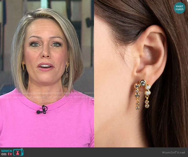 Alexis Bittar Asterales Gold CZ Arched Post Earrings worn by Dylan Dreyer on Today