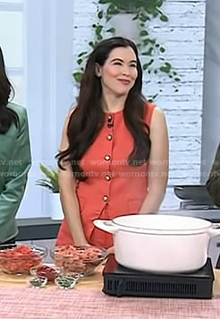 Ali Rosen’s pink button-front sleeveless top on Today