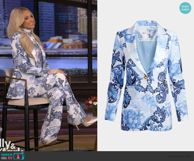 Alice + Olivia Breann Fitted Blazer worn by Paris Hilton on Live with Kelly and Mark