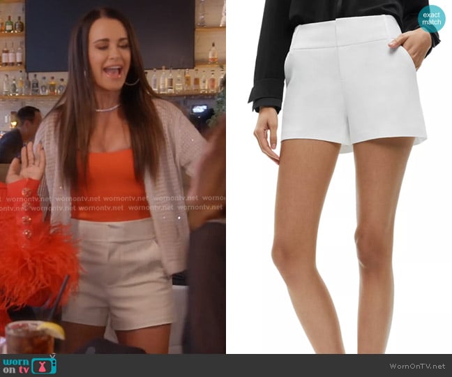 Alice + Olivia Cady Shorts in Off White worn by Kyle Richards on The Real Housewives of Beverly Hills