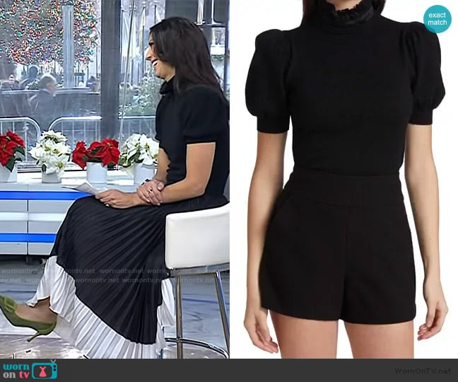 Alice + Olivia Chase Puff-Sleeve Ruffle-Neck Sweater worn by Dr. Natalie Azar on Today