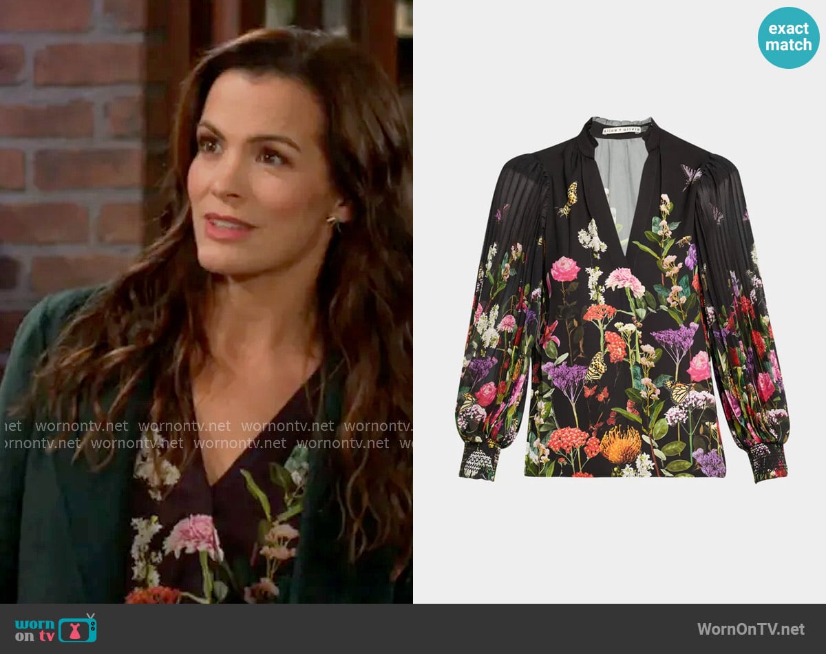 Alice + Olivia ​Ilan Floral Blouse worn by Chelsea Lawson (Melissa Claire Egan) on The Young and the Restless