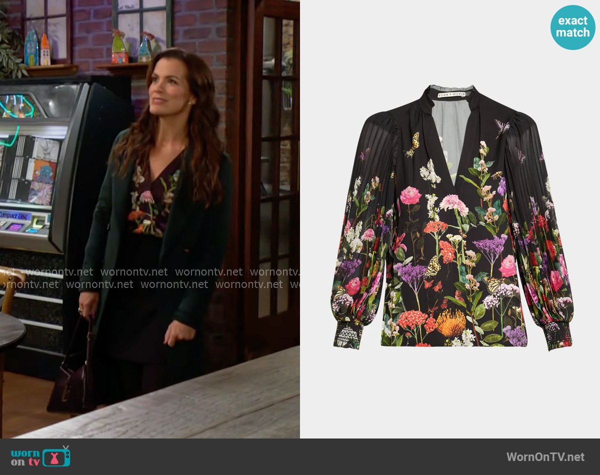 Alice + Olivia ​Ilan Floral Blouse worn by Chelsea Lawson (Melissa Claire Egan) on The Young and the Restless