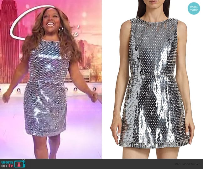 Alice + Olivia Lindsey Embellished Metallic Minidress worn by Sherri Shepherd on Sherri