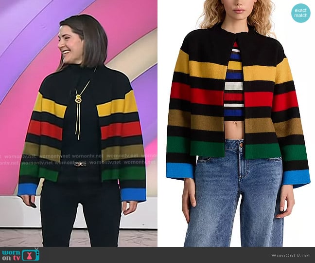 Alice + Olivia Pearson Collared Striped Sweater Jacket worn by Daryn Carp on Today