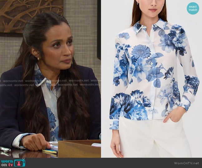 Alice + Olivia Willa Relaxed Placket Top in Affection Small