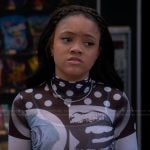 Maya’s printed mesh top on The Upshaws