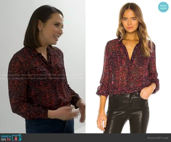 All Saints Adeliza Plume Shirt worn by Elizabeth Schulze on Good Morning America