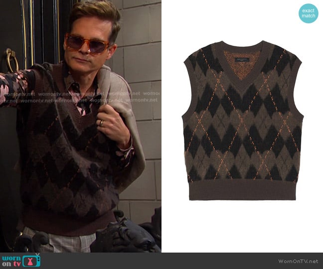 All Saints Adore Knit Tank Vest in Khaki Green worn by Leo Stark (Greg Rikaart) on Days of our Lives