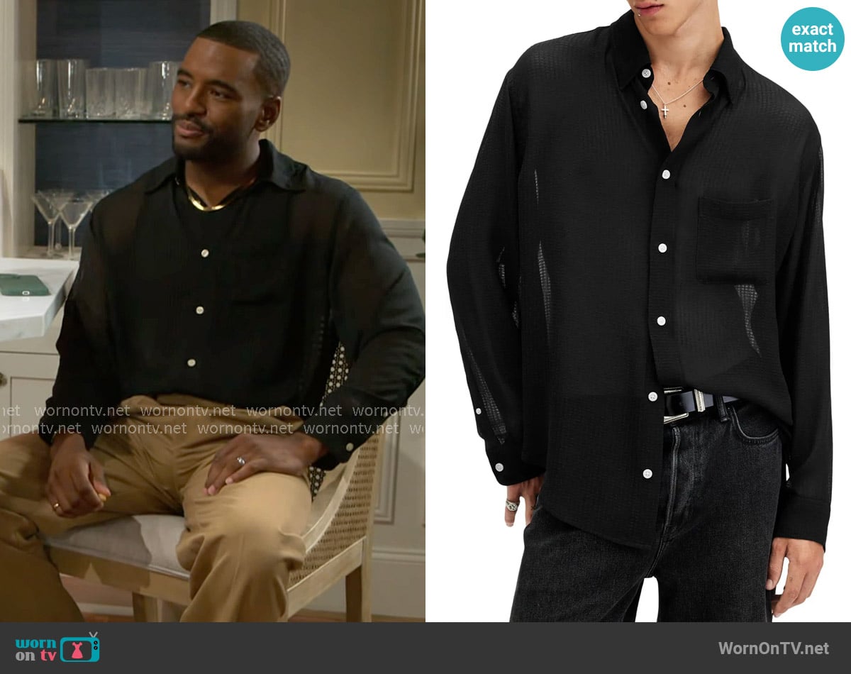 All Saints Ando Sheer Shirt worn by Andre Richardson (Sean Freeman) on Beyond the Gates