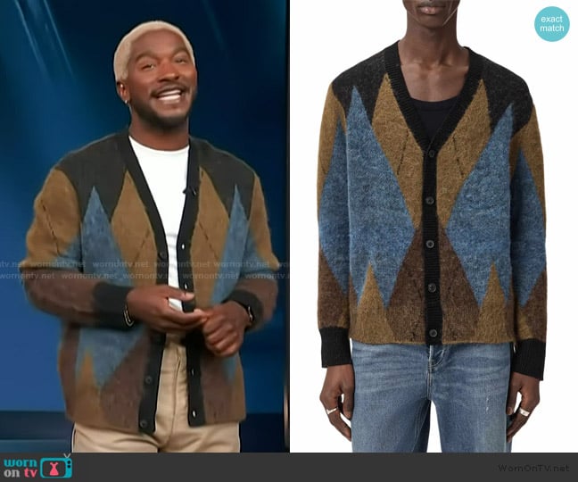 Scott’s argyle print cardigan on Access Hollywood
