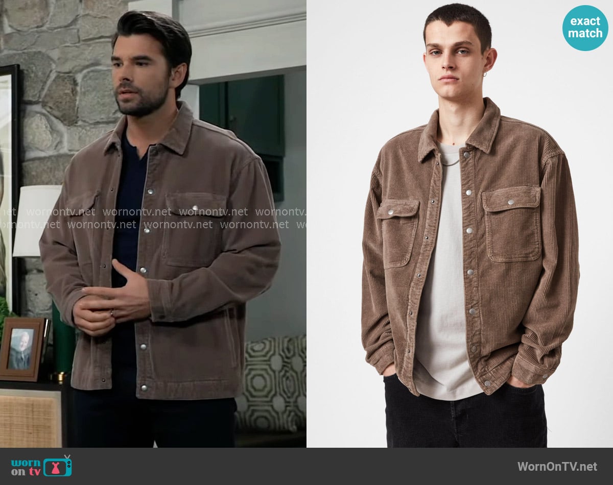 All Saints Castleford Corduroy Overshirt worn by Harrison Chase (Josh Swickard) on General Hospital