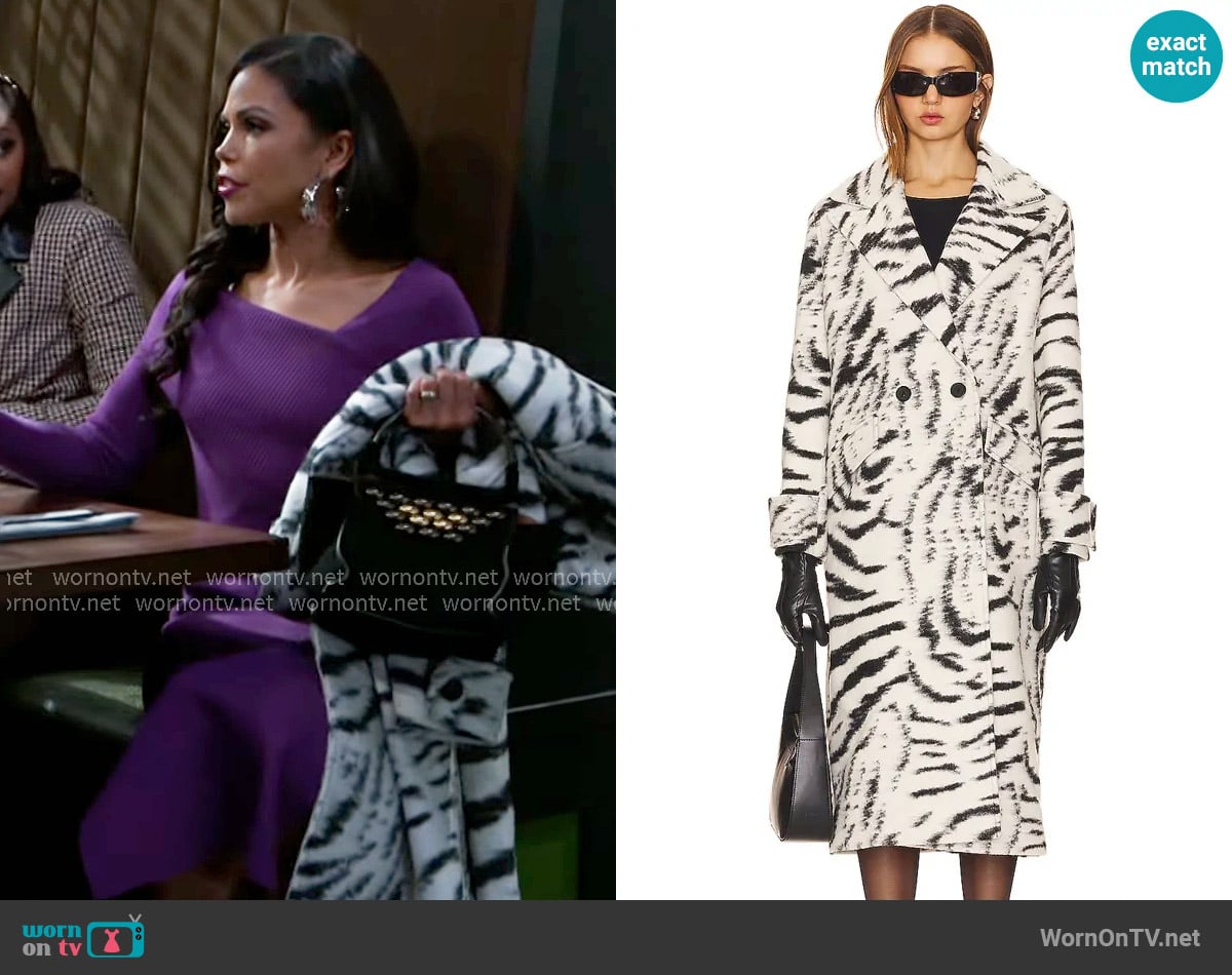 All Saints Mabel Mono Coat worn by Dani Dupree (Karla Mosley) on Beyond the Gates