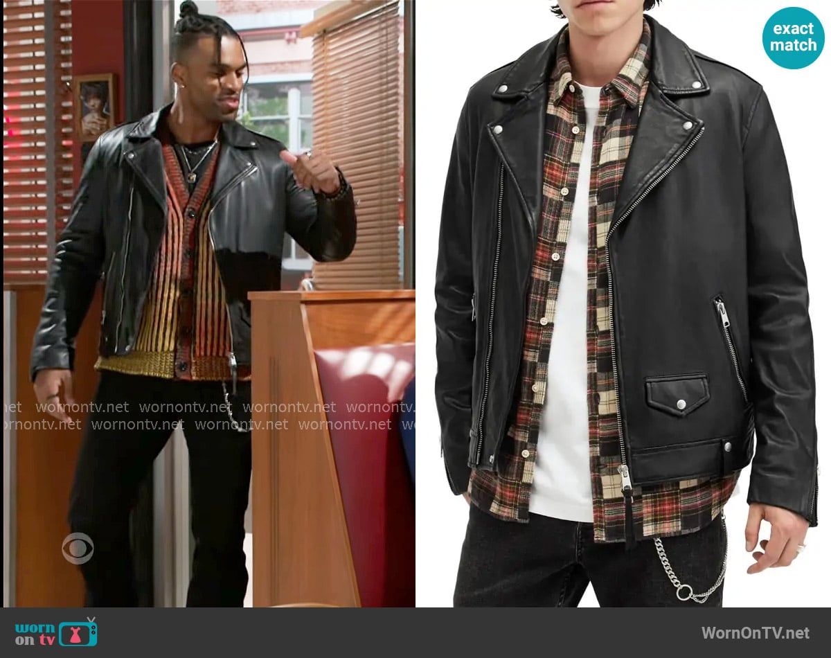 Izaiah’s leather jacket on Beyond the Gates