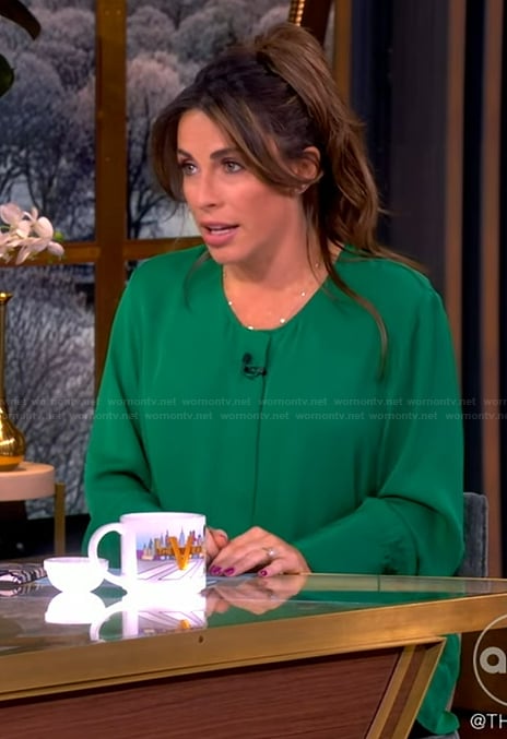 Alyssa’s green silk blouse on The View