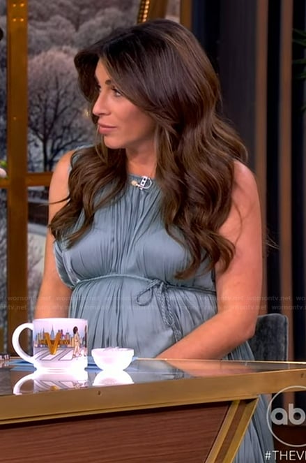 Alyssa's pleated tie waist dress on The View