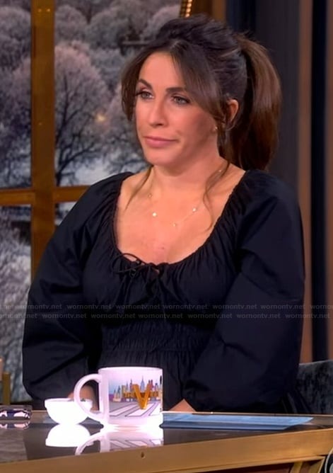 Alyssa’s smocked tie front dress on The View