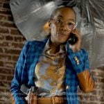 Amanda’s blue plaid blazer and printed shirt on Will Trent