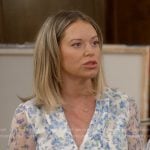 Amanda’s white floral asymmetric dress on The Real Housewives of Beverly Hills