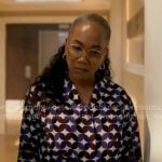 Amanda's geometric print top on Will Trent