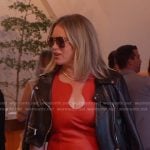 Amanda’s red leather dress and moto jacket on The Real Housewives of Beverly Hills