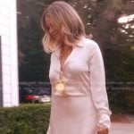 Amanda’s white satin shirtdress on The Real Housewives of Beverly Hills