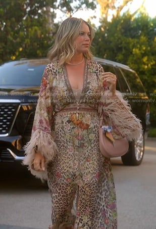 Amanda's leopard feather trim dress on The Real Housewives of Beverly Hills