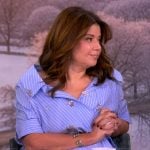 Ana’s blue stripe embellished dress on The View