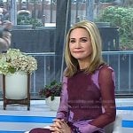 Andrea Canning’s burgundy floral mesh dress on Today