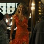 Angela’s orange floral ruffle maxi dress on Landman