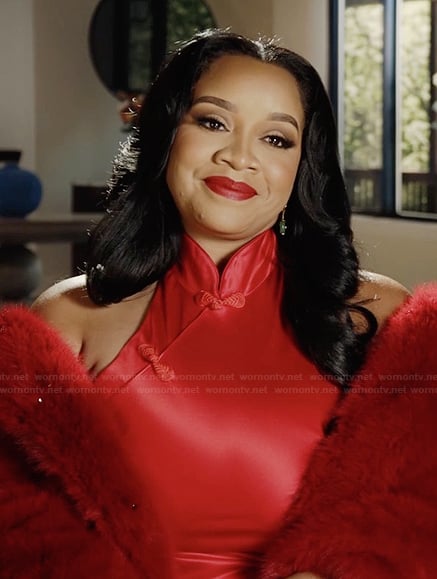 Angel’s red confessional dress on The Real Housewives of Potomac