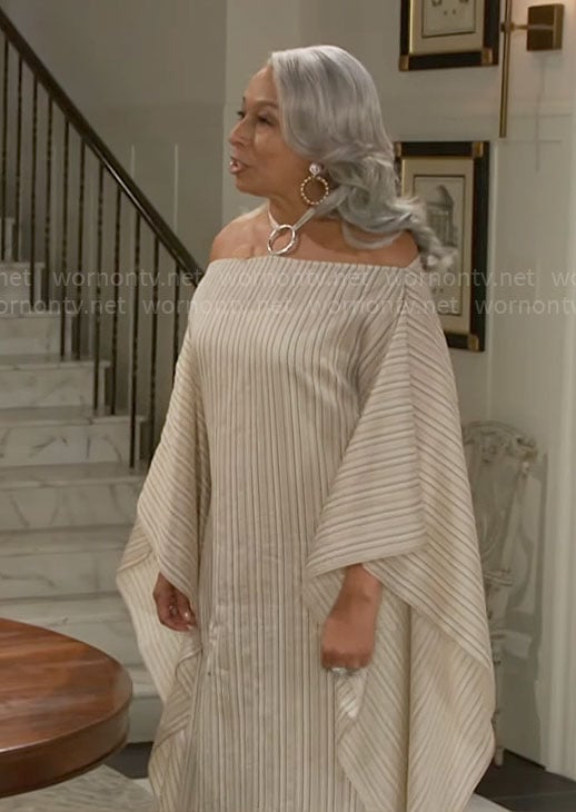 Anita’s striped ring detail kaftan on Beyond the Gates