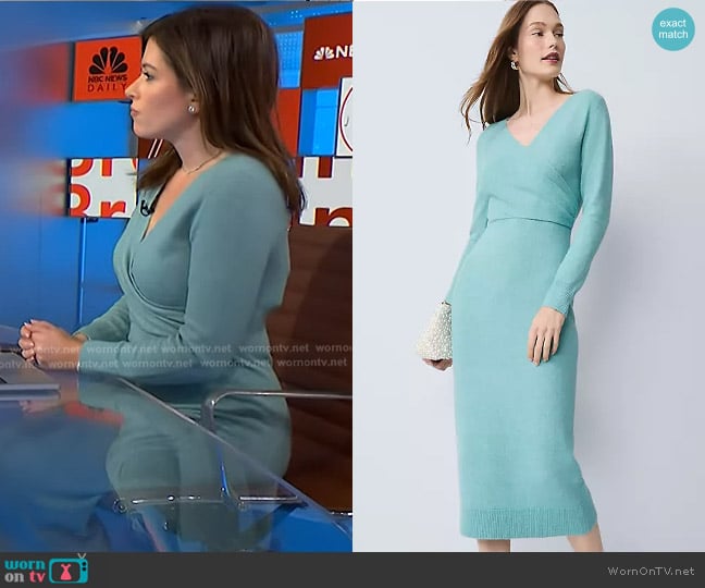 Chloe's blue wrap sweater dress on NBC News Daily