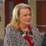 Anna’s black and white print jacket on Days of our Lives