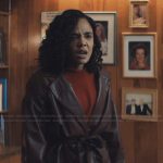 Anna’s burgundy leather blazer on His & Hers