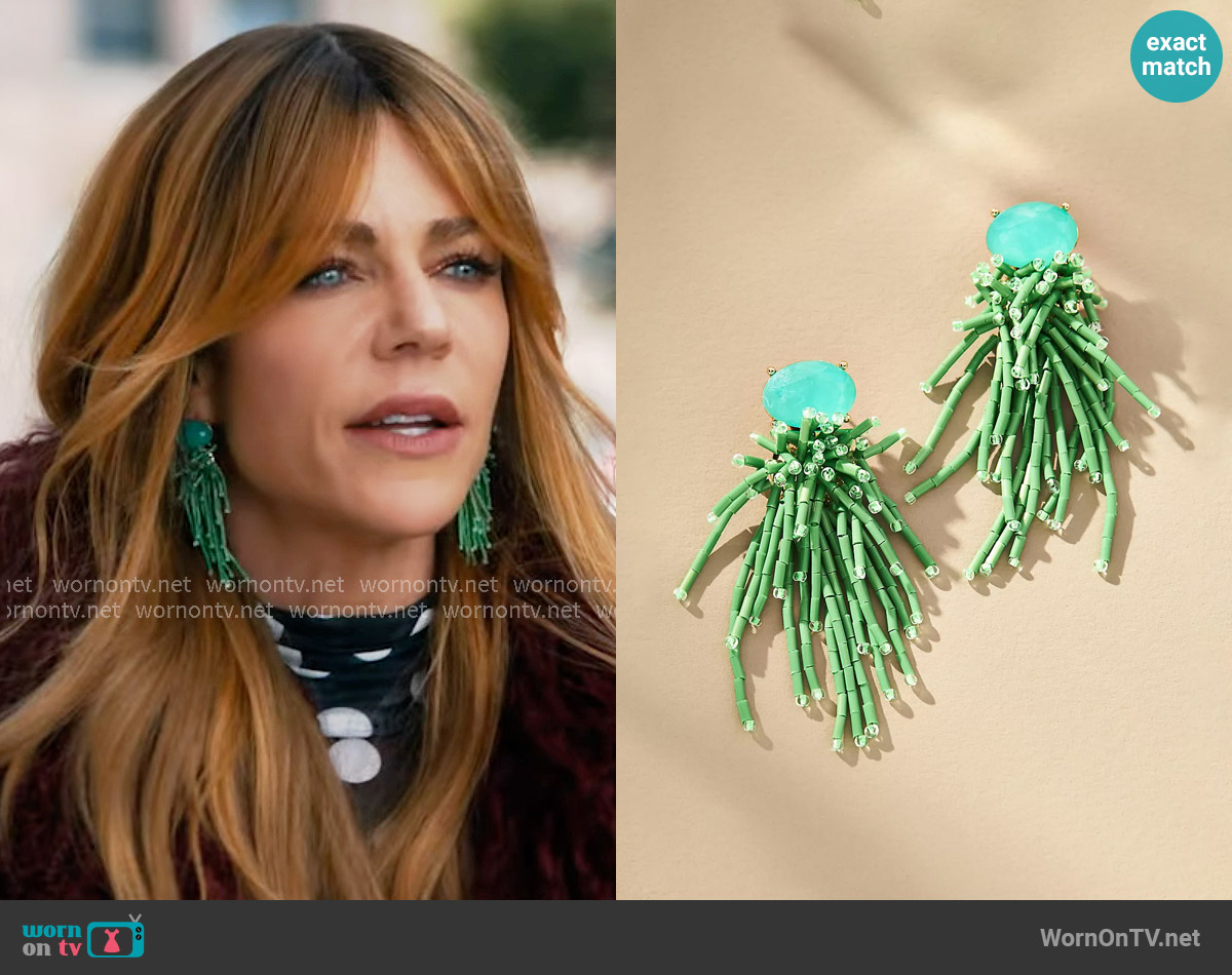 Anthropologie Beaded Firework Drop Earrings worn by Morgan Gillory (Kaitlin Olson) on High Potential