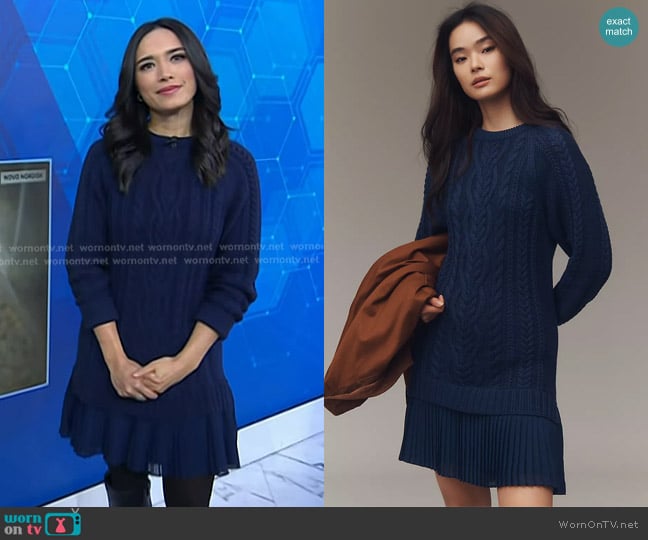 Anthropologie The Delphine Sweater Twofer Mini Dress worn by Emilie Ikeda on Today