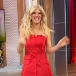 Arden Myrin’s red satin bustier top on Sherri